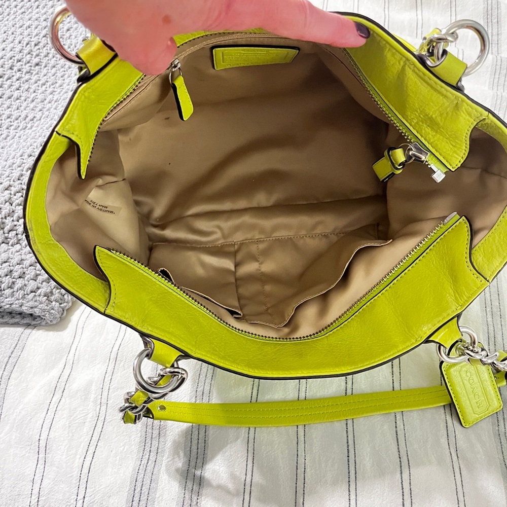 Coach Neon Yellow Leather Tote - Picture 4 of 13